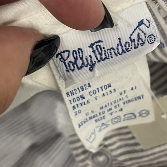 Vintage Polly Flinders Girls Dress Size 4T Gray Striped Smocked Puff Sleeve NWT - Picture 3 of 8